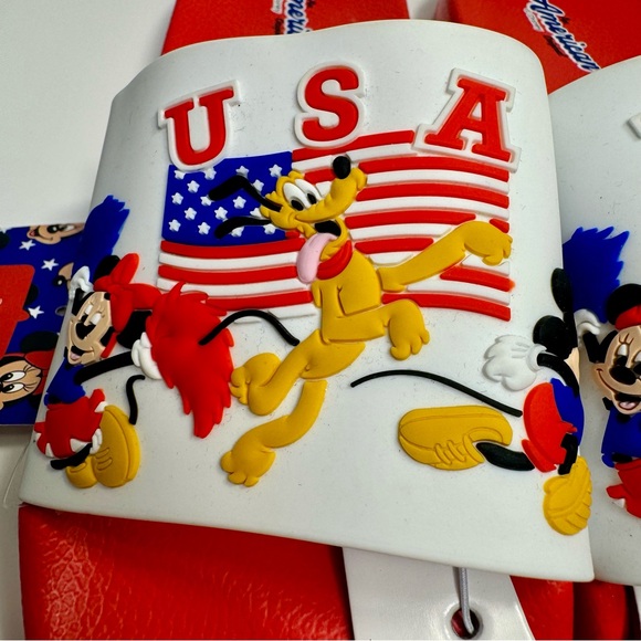 NWT. Disney Primark Women's Red Mickey Mouse 4th of July slides size 10 women - Picture 5 of 9